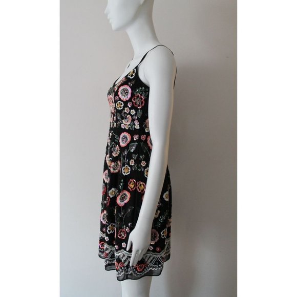 Needle & Thread Floral-Print Embellished Cocktail Mini Dress Size US 4 Black - Picture 5 of 12